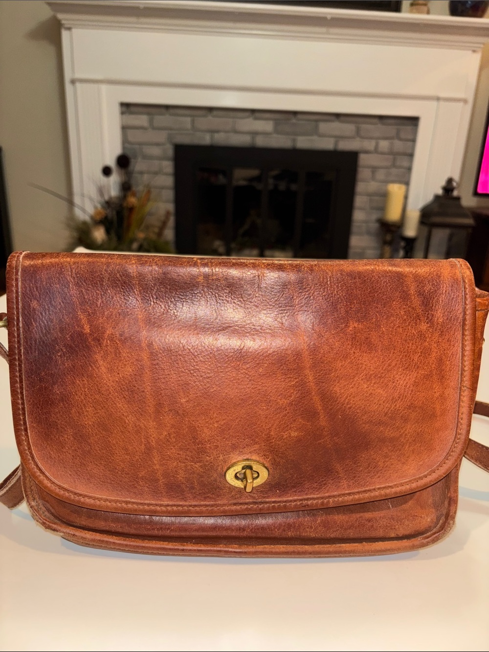 Vintage Coach Leather Crossbody Bag Distressed